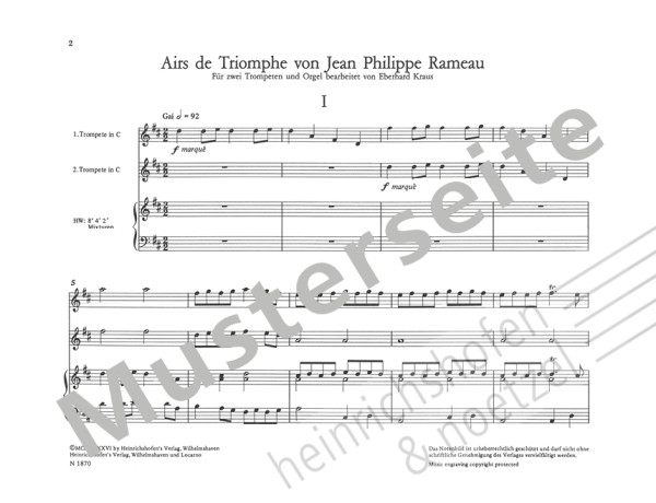 Airs de Triomphe | Jean Philippe Rameau | Heinrichshofen publishing house
