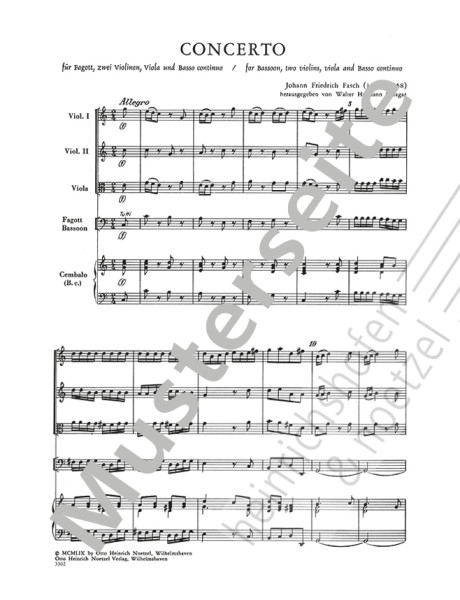 Concerto in C Major | Johann Friedrich Fasch | Heinrichshofen publishing house