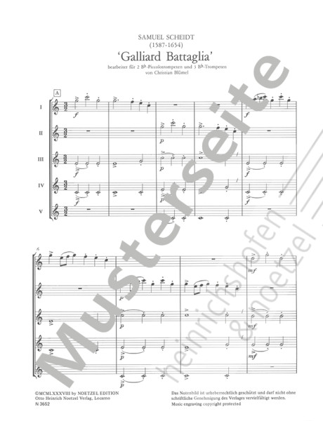 Galliard Battaglia | Samuel Scheidt | Heinrichshofen publishing house