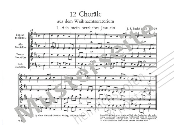 Zwölf Choräle aus dem Weihnachtsoratorium | Johann Sebastian Bach | Heinrichshofen Verlag