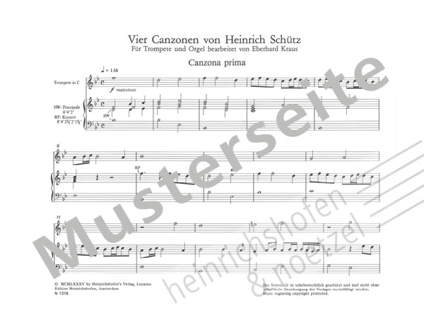 Four Canzonas | Heinrich Schütz | Heinrichshofen publishing house