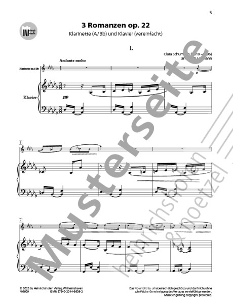 3 Romances op. 22 | Clara Schumann | Heinrichshofen publishing house