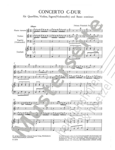 Concerto C-Dur | Johann Friedrich Fasch | Heinrichshofen Verlag