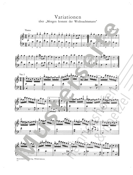 Variationen über »Morgen kommt der Weihnachtsmann« | Wolfgang Amadeus Mozart | Heinrichshofen Verlag