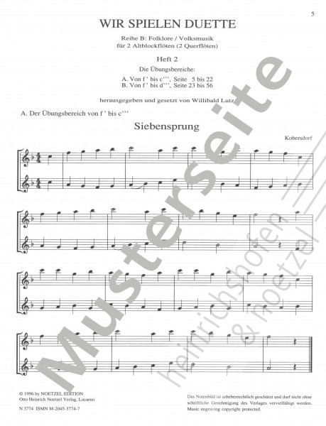 Wir spielen Duette | Heft 2 | Reihe B