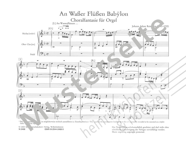 An Waßer Flüßen Babÿlon | Johann Adam Reincken | Heinrichshofen Verlag