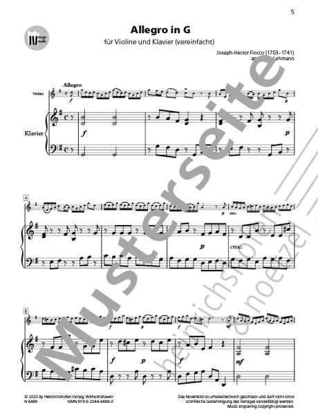 Allegro in G | Joseph-Hector Fiocco | Heinrichshofen publishing house