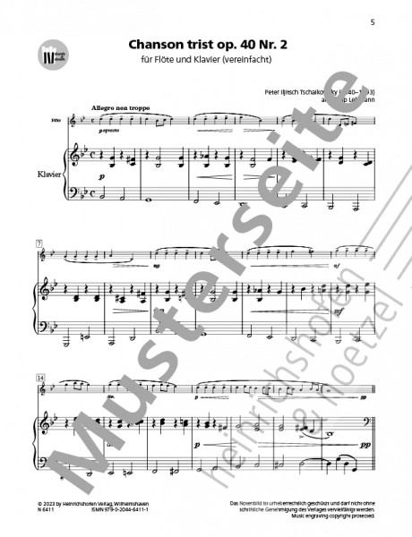 Chanson triste, op.40 Nr. 2 | Peter Ilijitsch Tschaikowsky | Heinrichshofen Verlag
