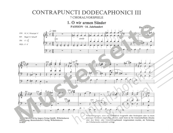 Contrapuncti dodecaphonici III | Eberhard Kraus | Heinrichshofen Verlag