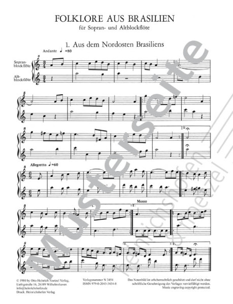 Folklore Brasilien | Blockflöten | Lewitus