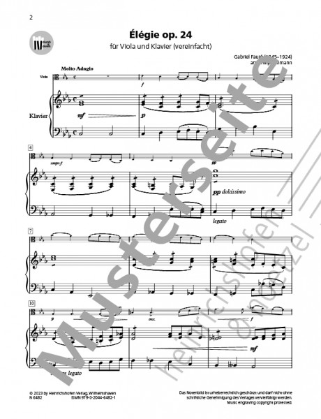 Élégie op. 24 | Gabriel Fauré | Heinrichshofen Verlag