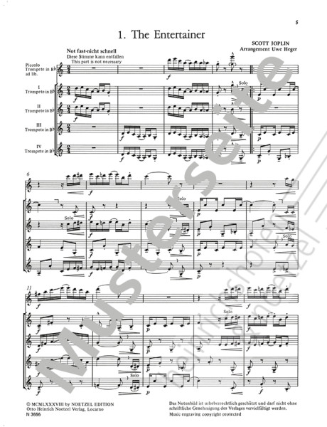 Jazz Quartets 6 | Ragtimes | Uwe Heger | Heinrichshofen publishing house