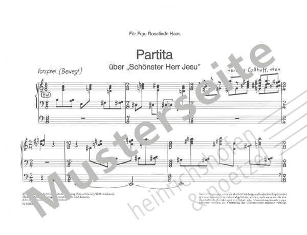 Partita über "Schönster Herr Jesu"