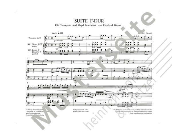 Suite F-Dur | Leopold Mozart | Heinrichshofen Verlag