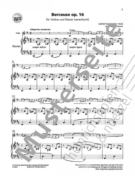 Berceuse op. 16 | Gabriel Fauré | Heinrichshofen publishing house