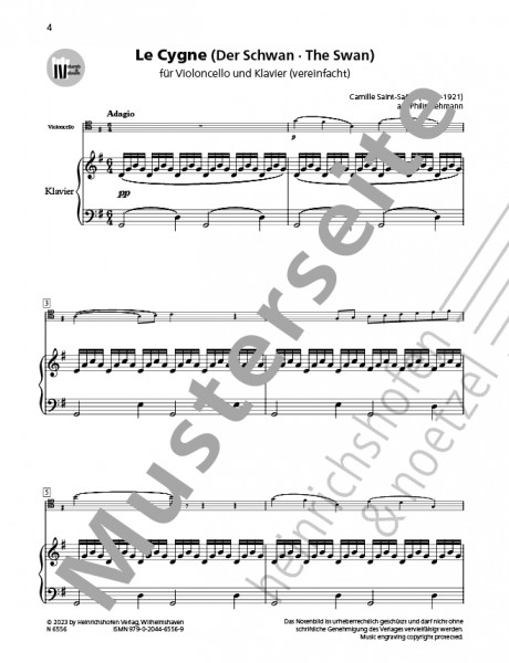 Le Cygne (Der Schwan) | Camille Saint -Saëns | Heinrichshofen Verlag