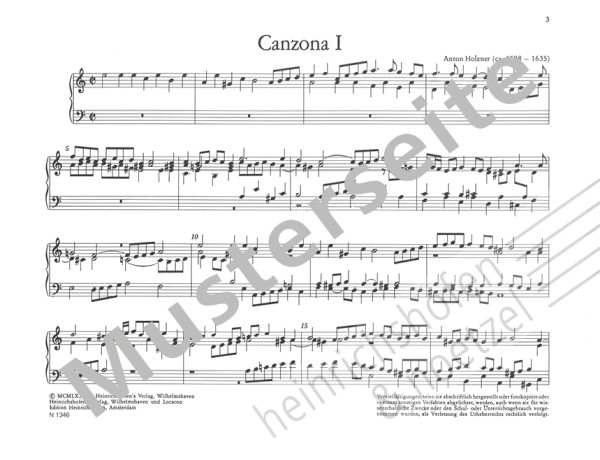 Drei Kanzonen für Orgel | Anton Holzner | Heinrichshofen Verlag