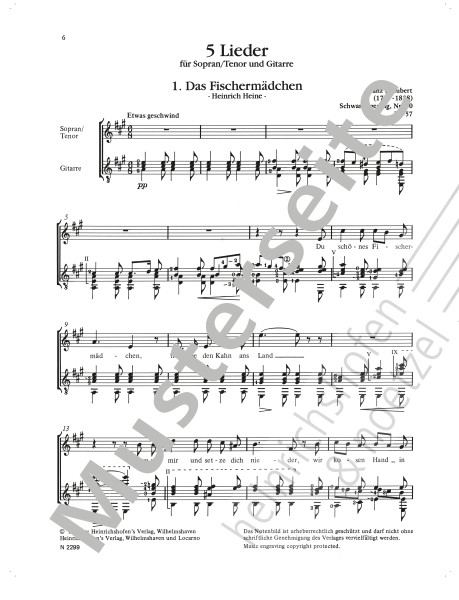 5 songs | Franz Schubert | Heinrichshofen publishing house
