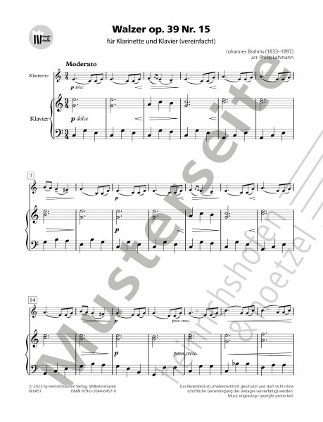 Waltz op. 39 No. 15 | Johannes Brahms | Heinrichshofen publishing house