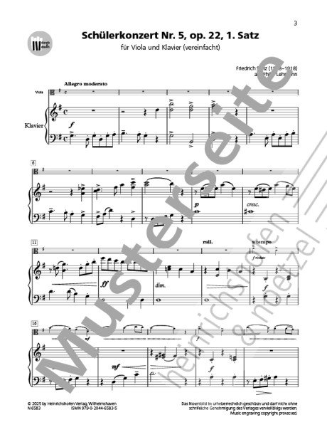 Schülerkonzert Nr. 5, op. 22 | Friedrich Seitz | Heinrichshofen Verlag