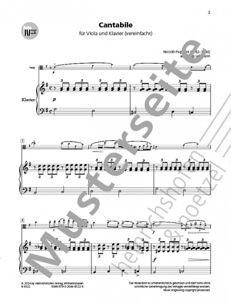 Cantabile | Niccolò Paganini | Heinrichshofen publishing house