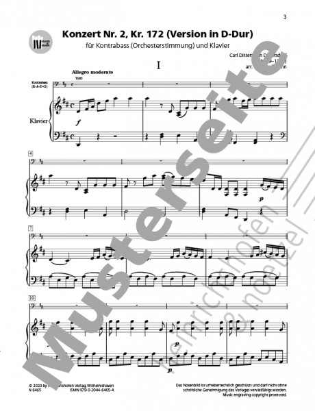 Concerto No. 2, Kr. 172 (version in D major) | Carl Ditters von Dittersdorf | Heinrichshofen publishing house