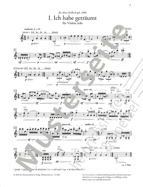 Drei Geigenstücke | Werner Heider | Heinrichshofen Verlag