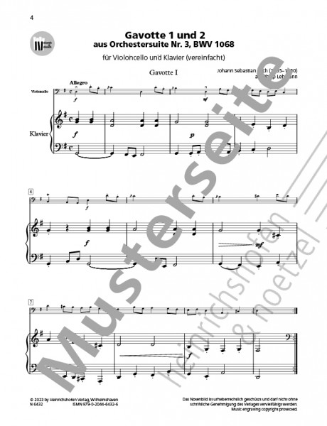 Gavotte 1 + 2 from the Orchestral Suite No. 3, BWV 1068 | Johann Sebastian Bach | Heinrichshofen publishing house