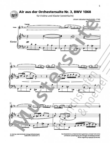Air aus der Orchestersuite Nr. 3, BWV 1068 | Johann Sebastian Bach | Heinrichshofen Verlag