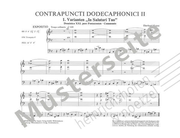 Contrapuncti dodecaphonici II | Eberhard Kraus | Heinrichshofen Verlag