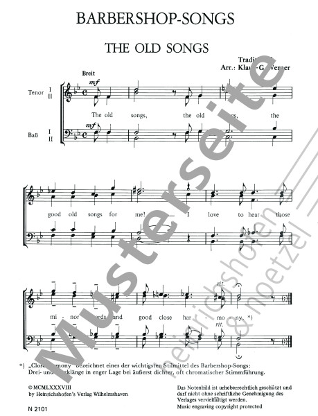 Barbershop Songs | Hans-G. Werner | Heinrichshofen Verlag