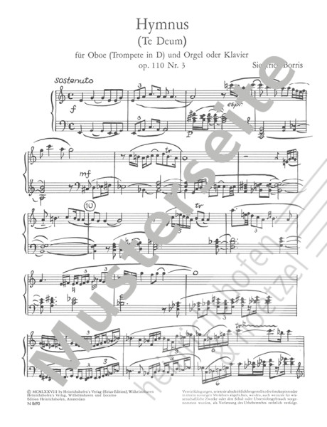 Hymnus (Te Deum), op. 110 Nr. 3 | Siegfried Borris | Heinrichshofen Verlag