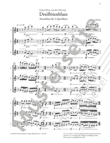 Three-flute blues | Werner Heider | Heinrichshofen publishing house
