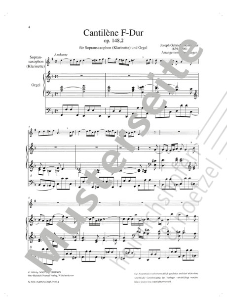 Cantilène in F major | Joseph Gabriel Rheinberger | Heinrichshofen publishing house