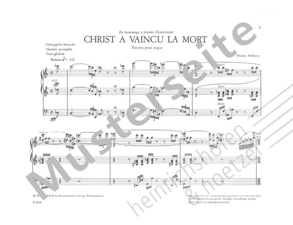 Christ a vaincu la mort | Toccata for organ | Thierry Pallesco | Heinrichshofen publishing house