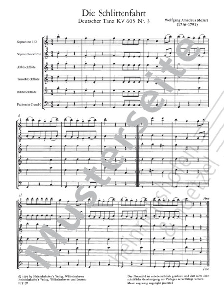 Die Schlittenfahrt. Deutscher Tanz KV 605 Nr. 3 | Wolfgang Amadeus Mozart | Heinrichshofen Verlag