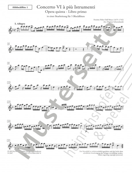 Concerto VI à più Istrumenti - alto part 1