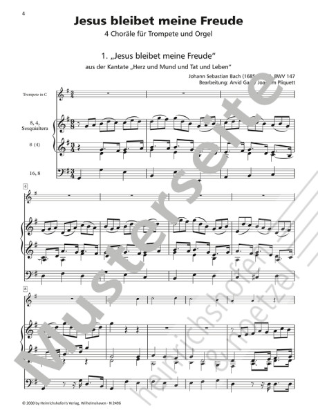 Jesus remains my joy | Johann Sebastian Bach | Heinrichshofen publishing house