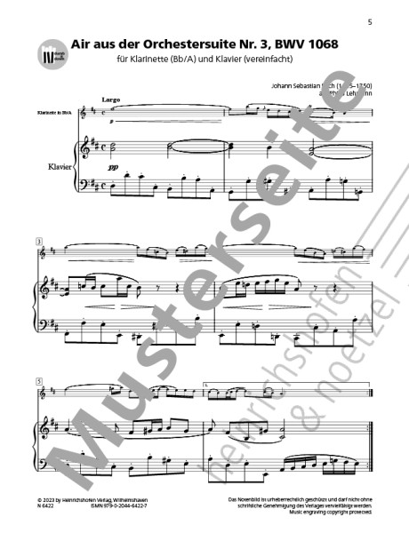Air aus der Orchestersuite Nr. 3, BWV 1068 | Johann Sebastian Bach | Heinrichshofen Verlag