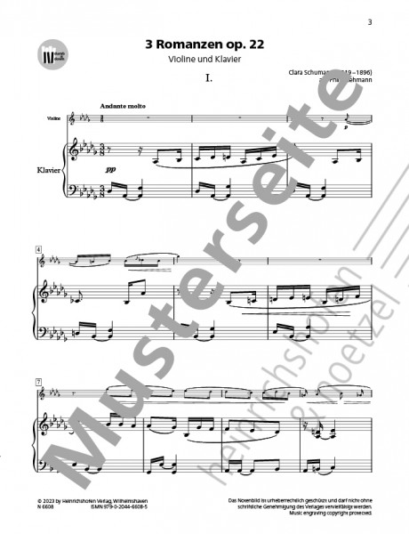 3 Romances op. 22 | Clara Schumann | Heinrichshofen publishing house