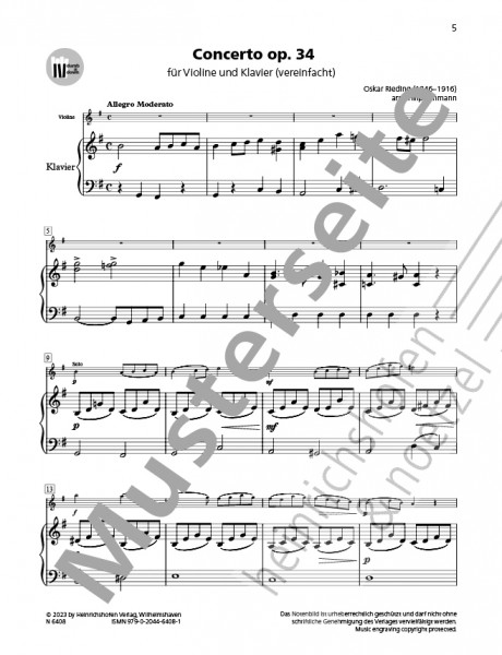 Concerto op. 34 | Oskar Rieding | Heinrichshofen Verlag