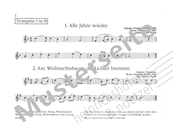 Advents- und Weihnachtslieder für 4 Blechbläser