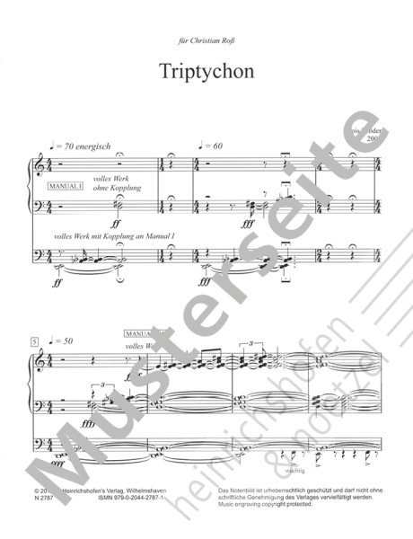 Triptychon für Orgel | Alois Bröder | Heinrichshofen Verlag