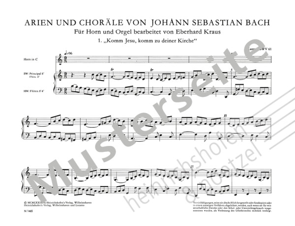 Arien und Choräle | Johann Sebastian Bach | Heinrichshofen Verlag