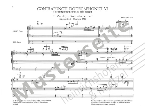 Contrapuncti dodecaphonici VI | Eberhard Kraus | Heinrichshofen publishing house
