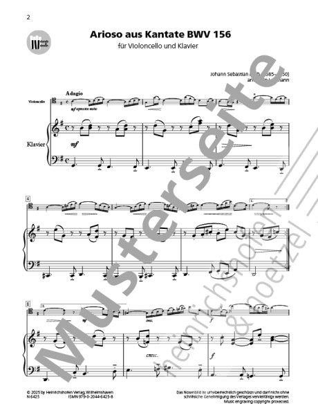 Arioso | Johann Sebastian Bach | Heinrichshofen publishing house