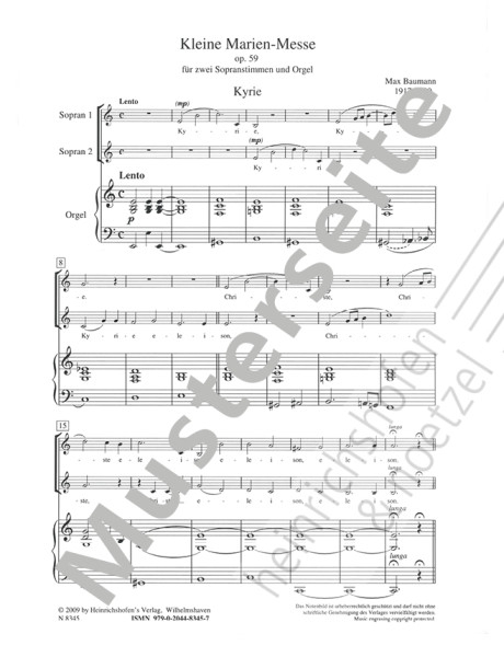 Kleine Marien-Messe op. 59 | Max Baumann | Heinrichshofen Verlag
