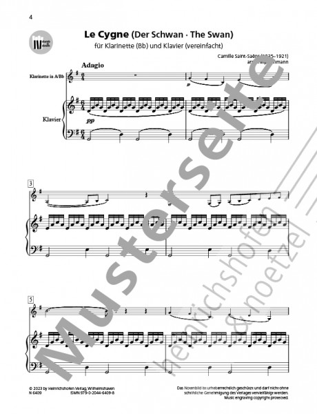 Le Cygne (The Swan) | Camille Saint-Saëns | Heinrichshofen publishing house