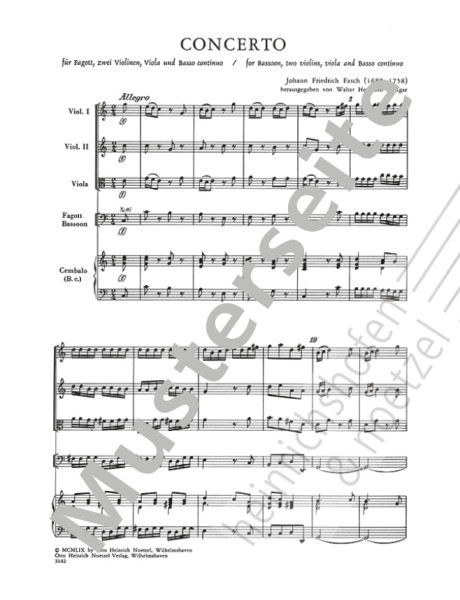 Concerto in C Major | Johann Friedrich Fasch | Heirnichshofen publishing house