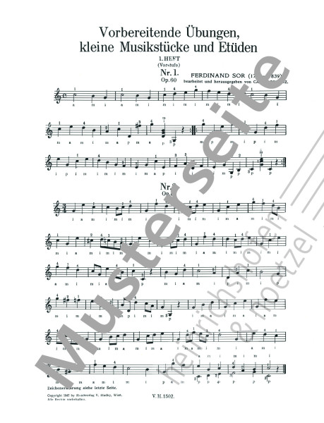 Vorbereitende Übungen, kleine Musikstücke und Etüden | Heft 1 | Fernando Sor | Heinrichshofen Verlag